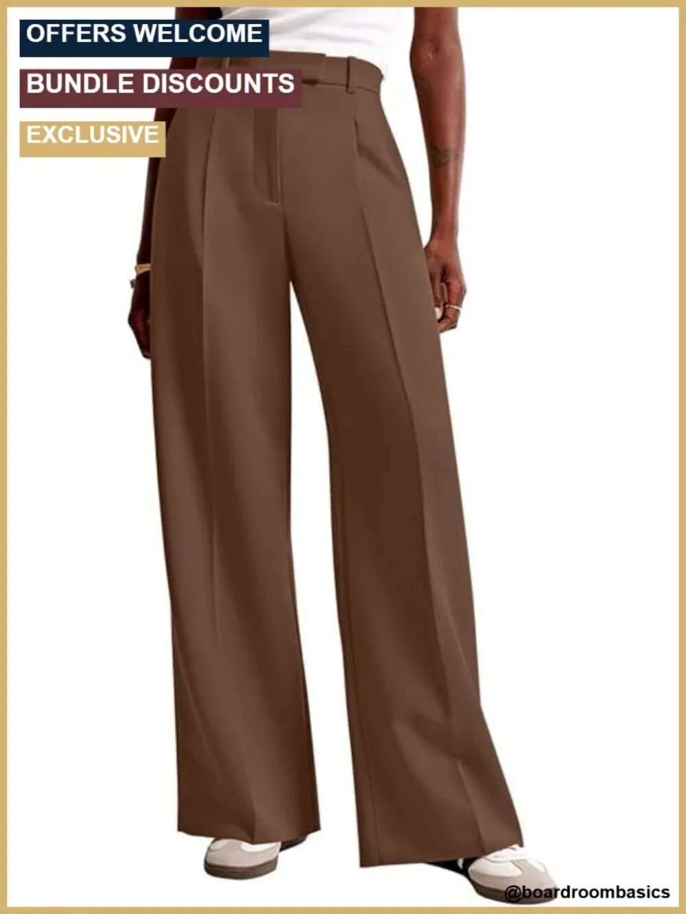 Women High Waisted Wide Leg Work Pants with Pockets 92% Polyester 8% Spandex